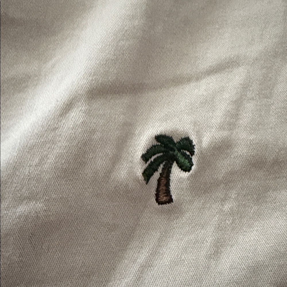 Palm Tree Embroidered Tan Men Shorts - Picture 2 of 5